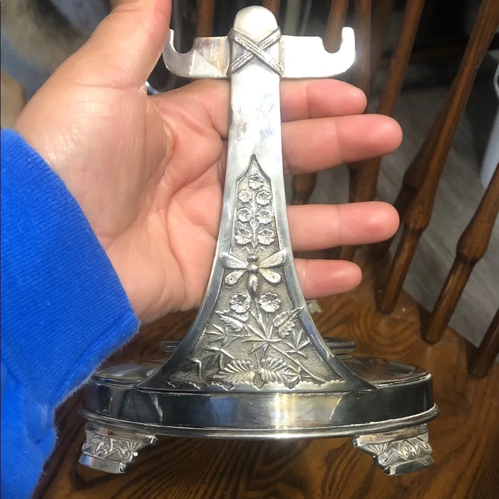 Ornate Silver-Finish Tea Kettle with Stand - Decorative Serving Piece